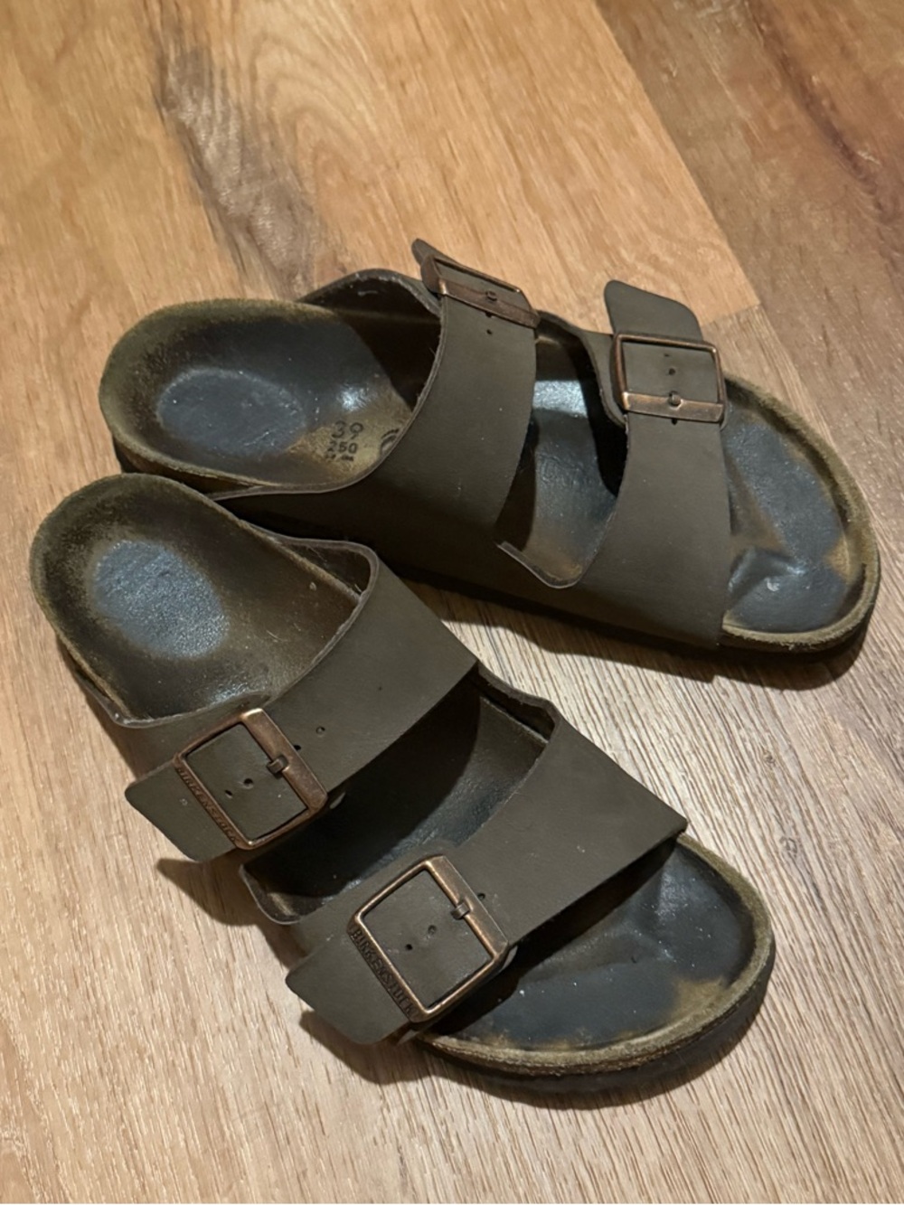 Birkenstock Brown Suede Double Buckle Slide Sandals